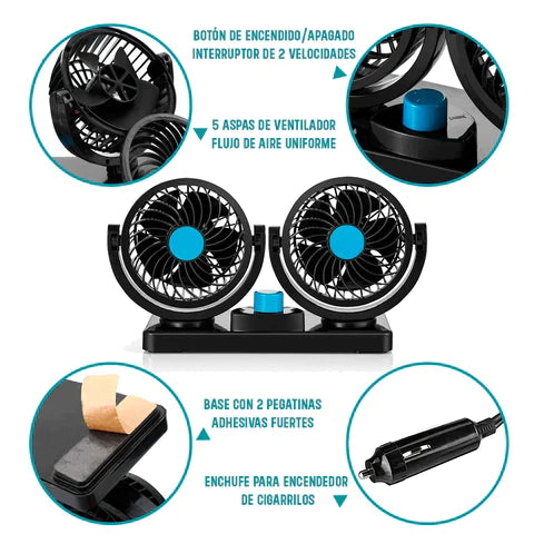 Revolucionario Ventilador 360° 2 en 1 - Apto para Todo Tipo de Carro + Envío GRATIS